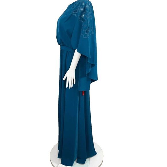 SACHIN & BABY WOMEN'S WREN LONG MAXI CAPE GOWN DRESS MOROCCAN BLUE $1295 - Picture 6 of 7